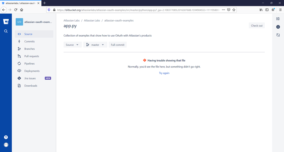 firefox bitbucket atlassian labs app.py having trouble.PNG