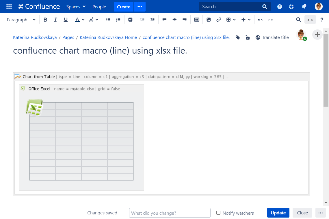 confluence chart macro (line) using xlsx file.