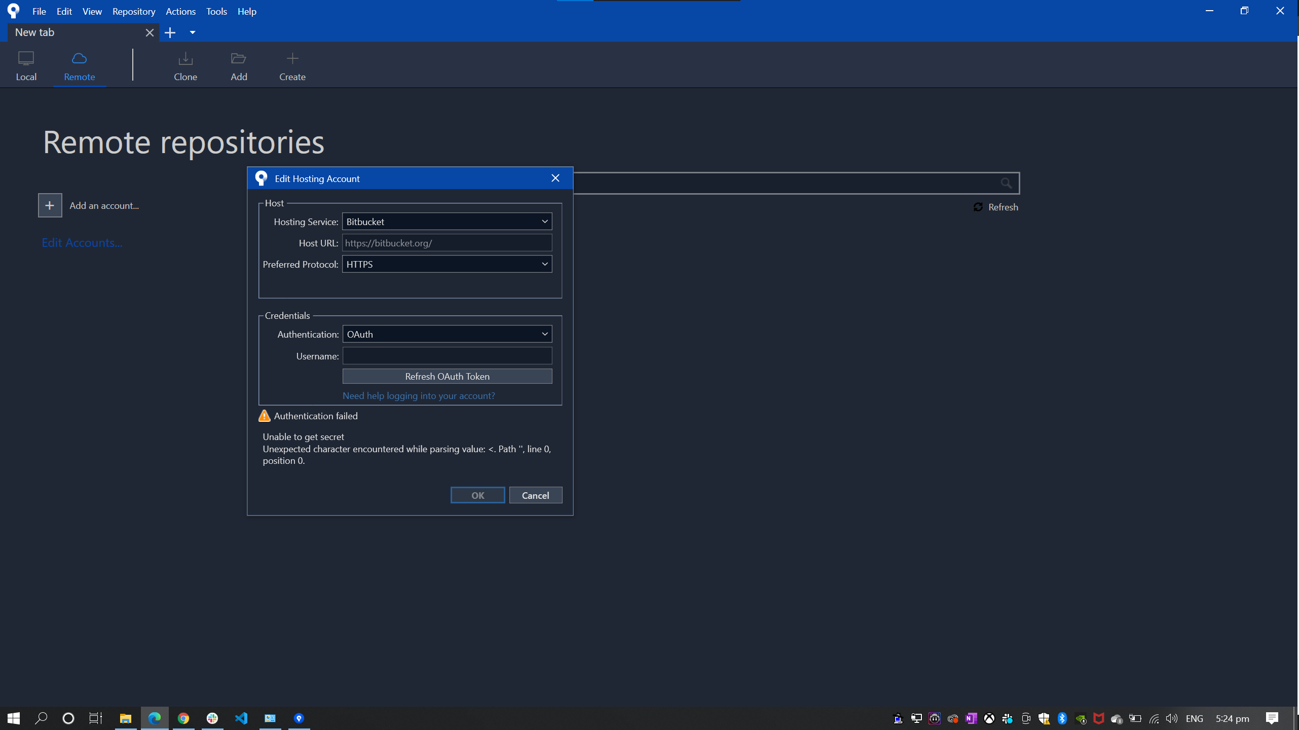 Unable to authenticate and clone repo before