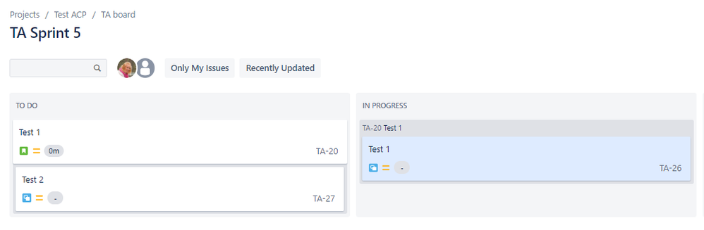 Board swimlanes querys - Same Status parent and not same subtask.PNG