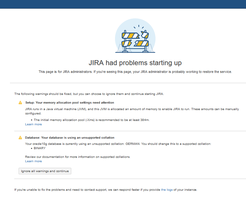 JIRA_7.8.0_startup_database is using an unsupported collation.PNG