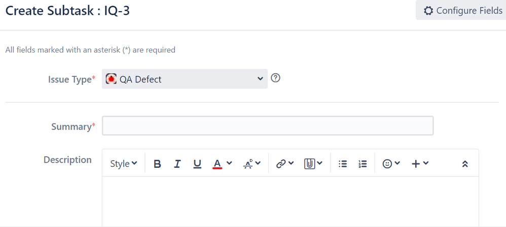 Create subtask for new defect.PNG