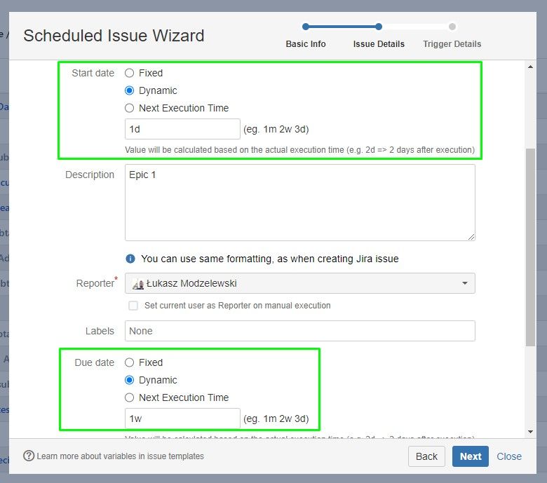 The Scheduler - scheduled epic with start due dates.jpg