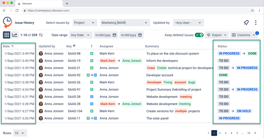 how to get issue history for status changes.png
