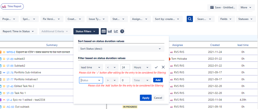 TIS - Status Duration filter.PNG