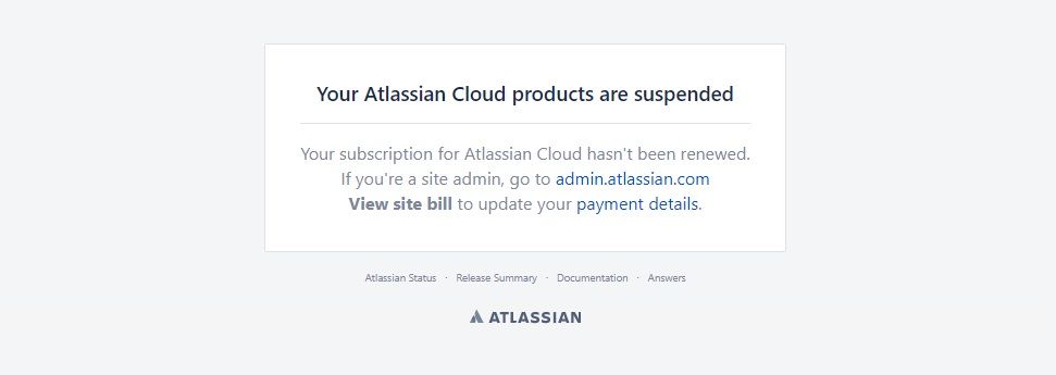 Atlassian Cloud products are suspended.jpg