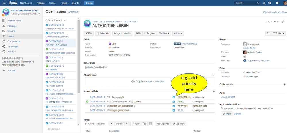 Configuring fields - issues linked to Epic.png