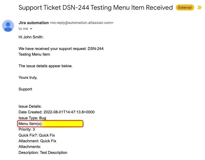 Screenshot of Support Ticket DSN-244 Testing Menu Item Received - neilk@refinementservices.com - Refinement Services LLC Mail.jpg