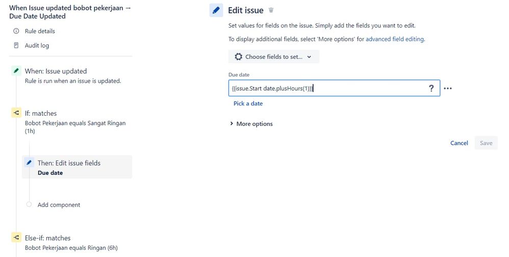 When Issue Updated If Bobot Pekerjaan  equals Sangat Ringan (1h) Then Edit issue fields Due date.jpg