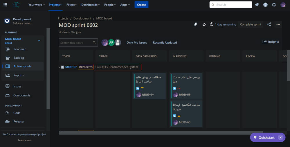 my subtasks on the sprint board.png