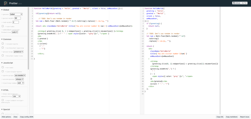 prettier.io test playground.png