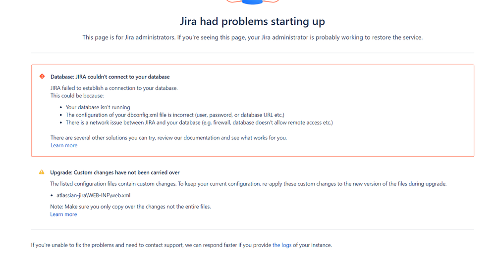 Jira had porblems starting up.PNG