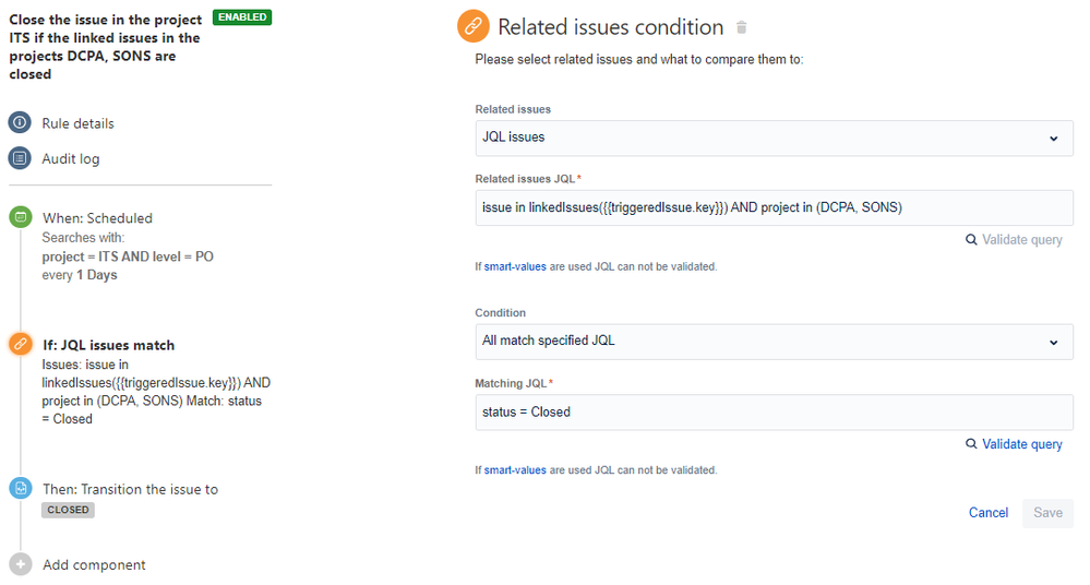 Close the issue - Example rule.png