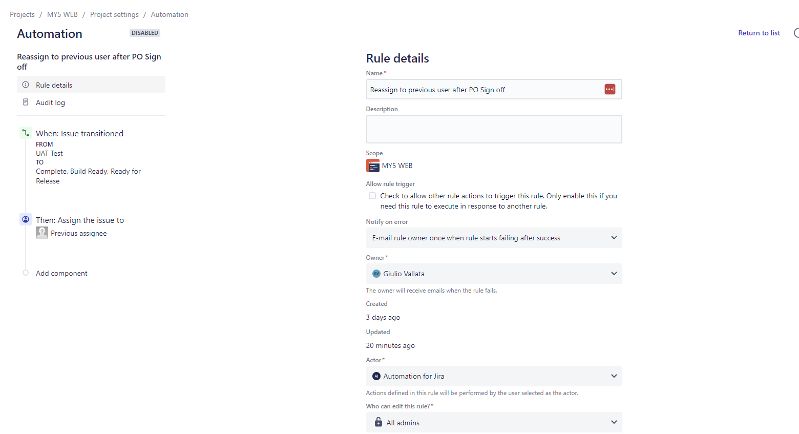 Create automation to reassign the ticket that was ...