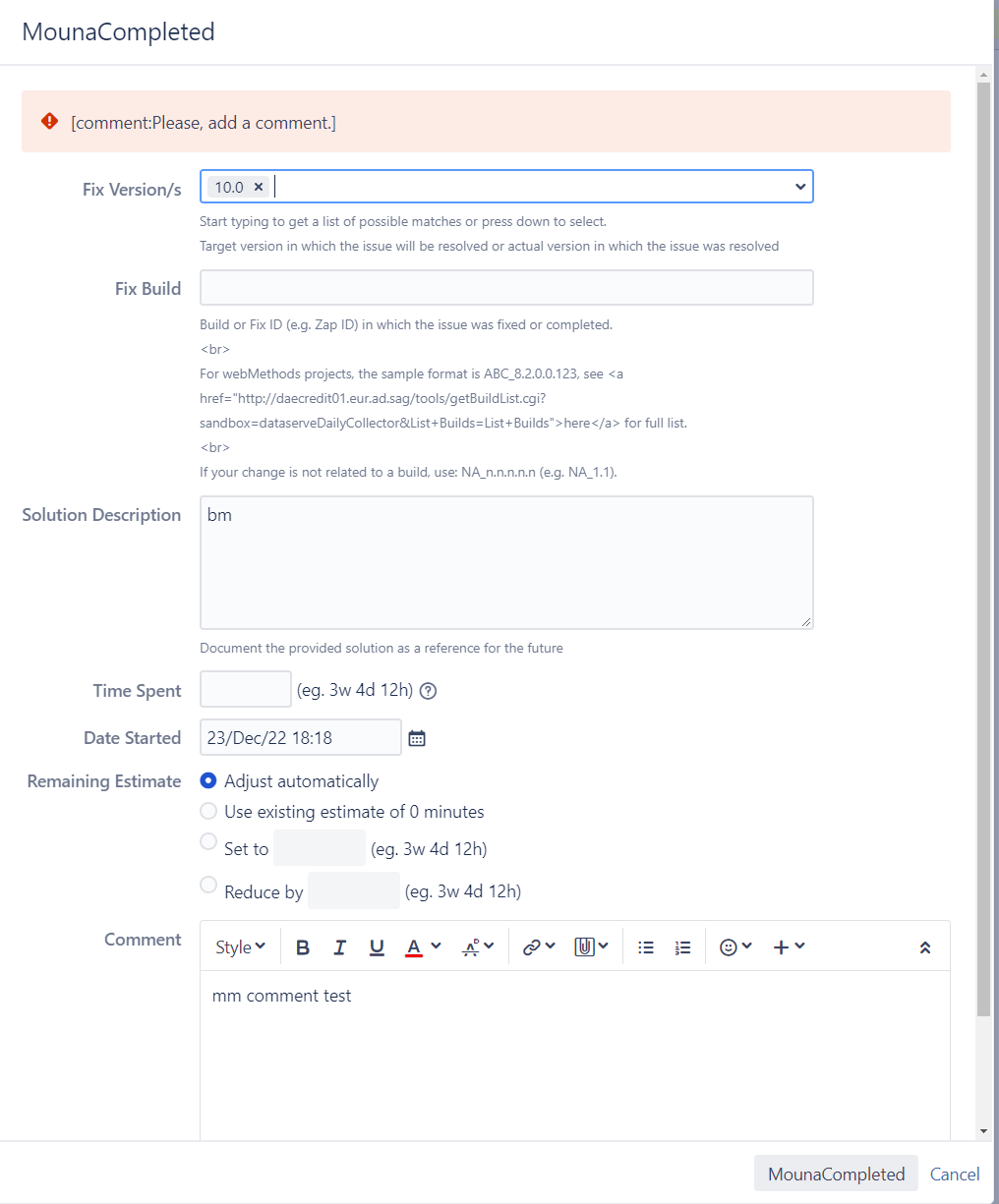 How to display error message from progressErrorCol...