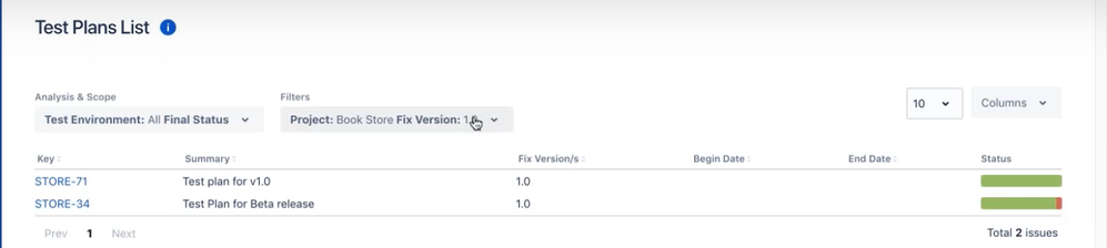 XRay Test Plans List  showing status.png