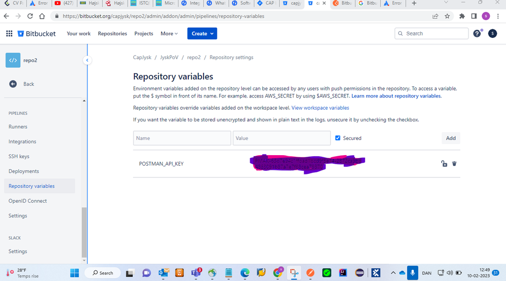 API keys inside Repostory Variables.png