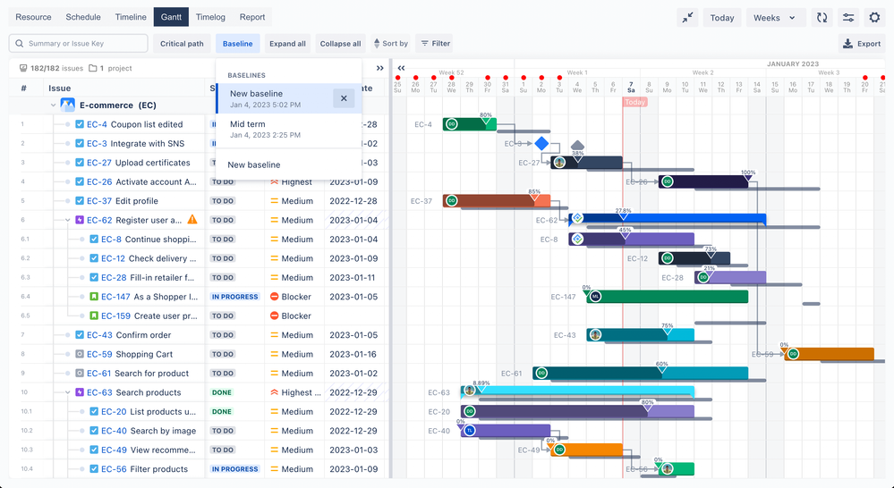 ProScheduler WBS Gantt BaseLine.png