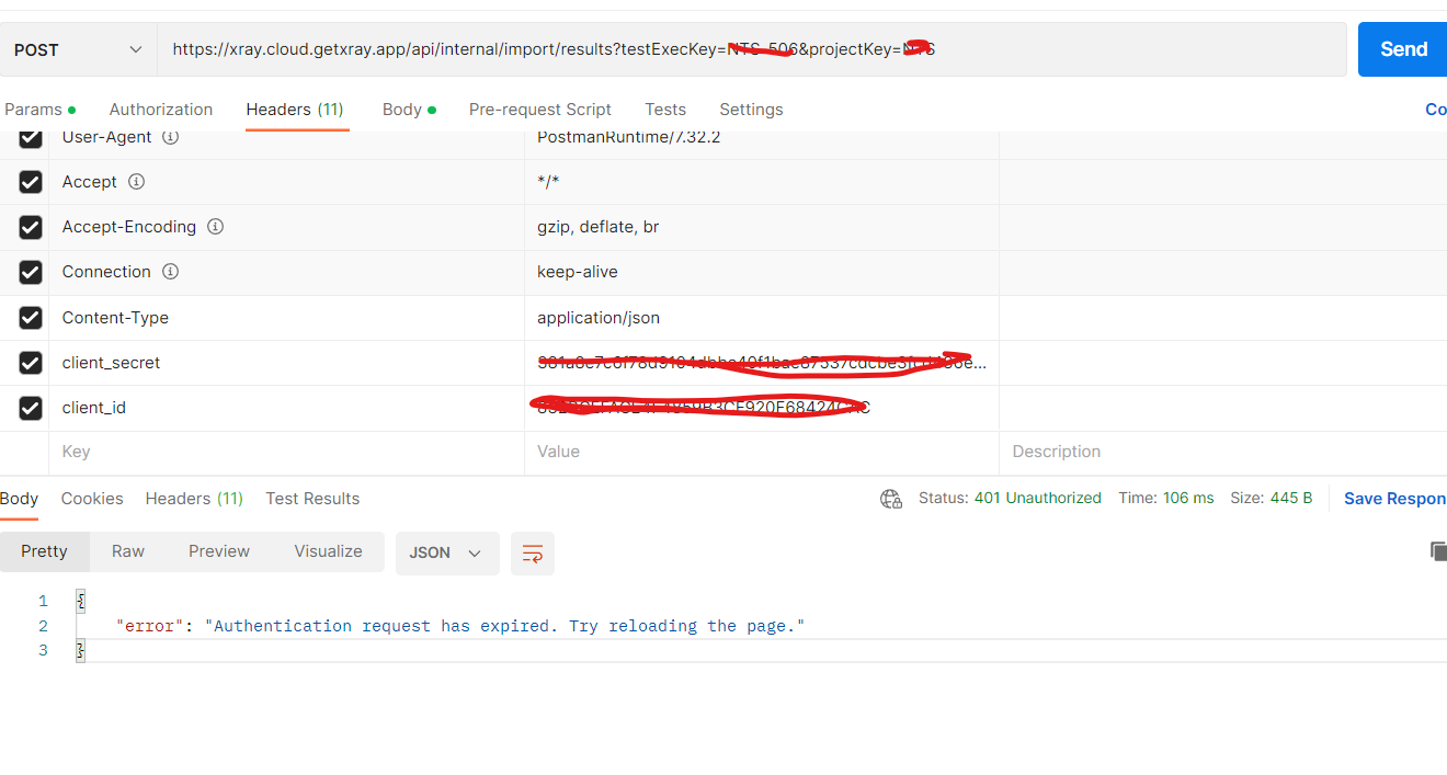 I want to hit the xray rest api and I have client_...