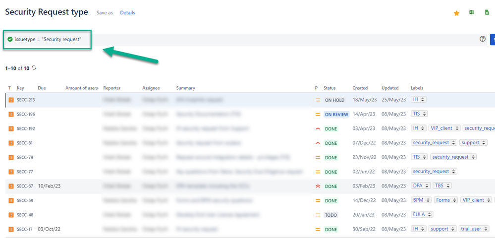 0-advanced filter for sedurity type issues.png