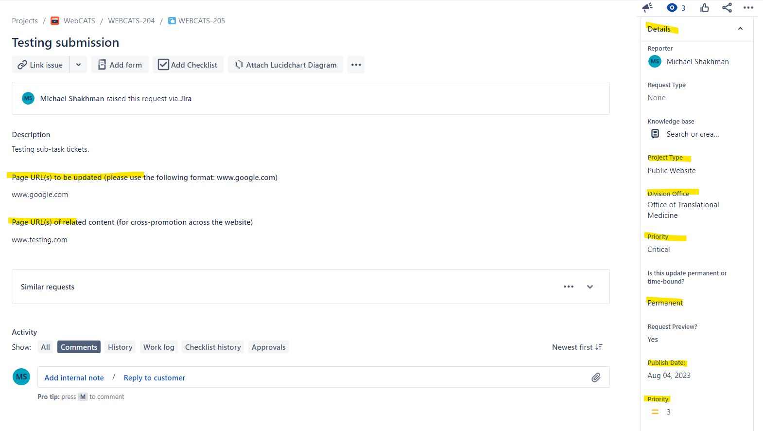 How to configure sub-task ticket details
