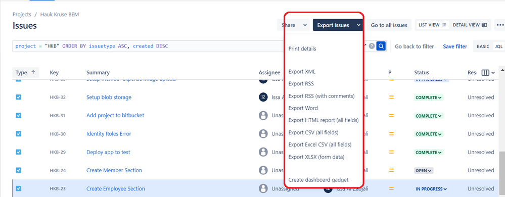 Jira Query Export Options - Current Results NOT Showing.png