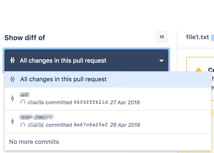 Pull Request page shows commit diff in merge confl...