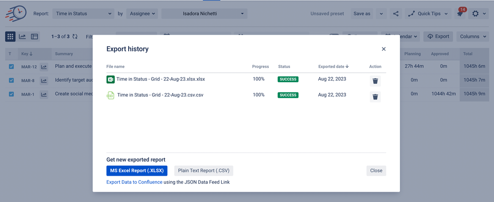 Data export time in status.png