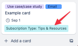 Custom field showing on front of Trello card.png