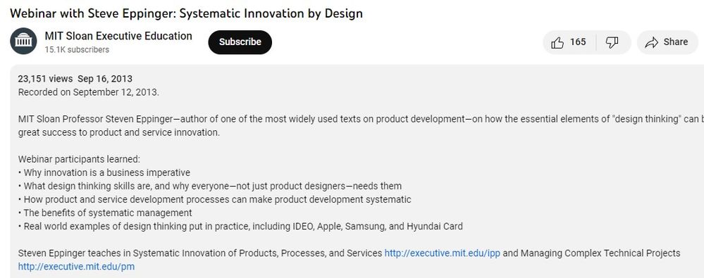 MIT Sloan Steve Eppinger_Systematic Innovation by Design.jpg