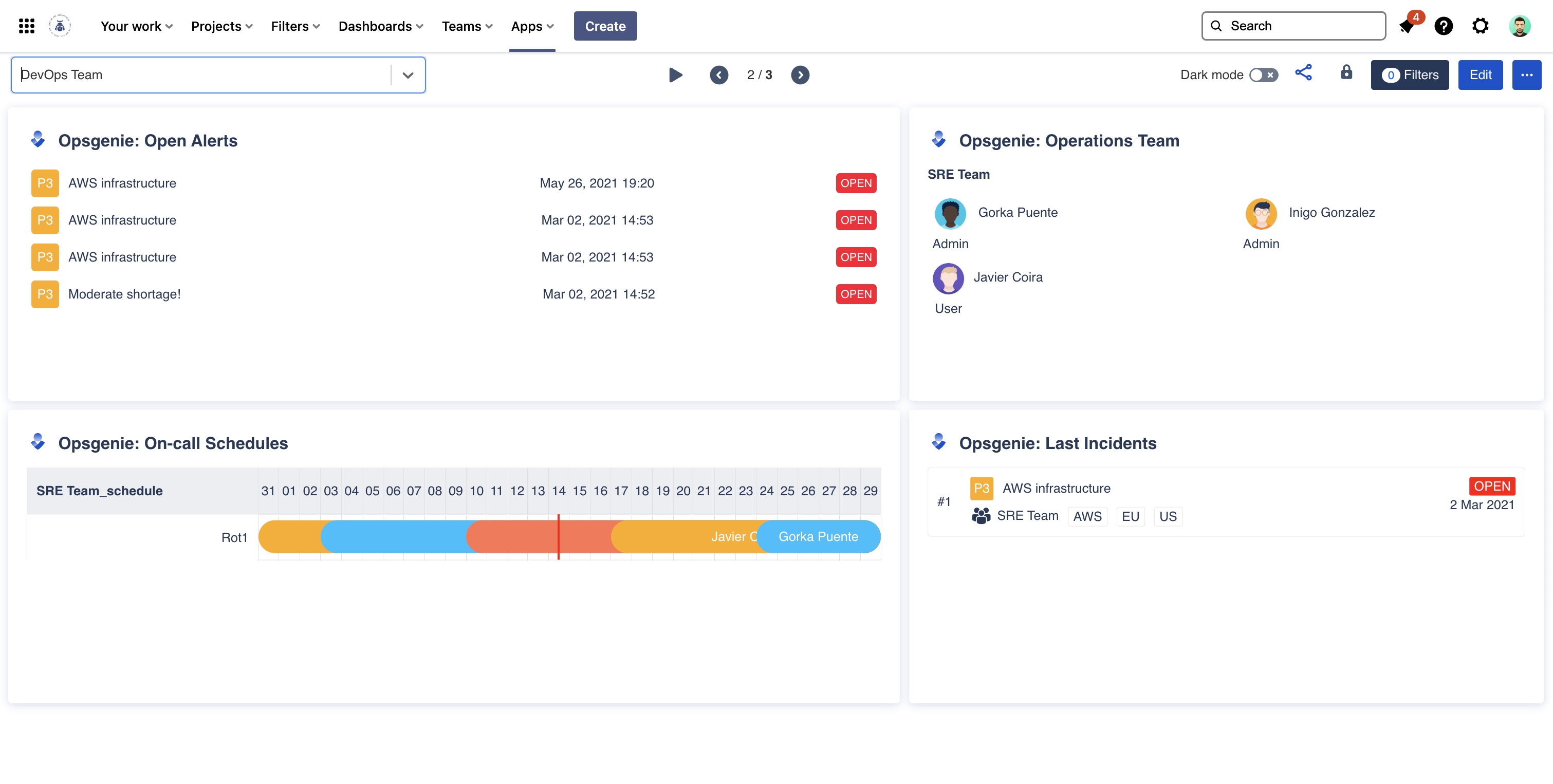 Display opsgenie on call roster in Jira dashboard
