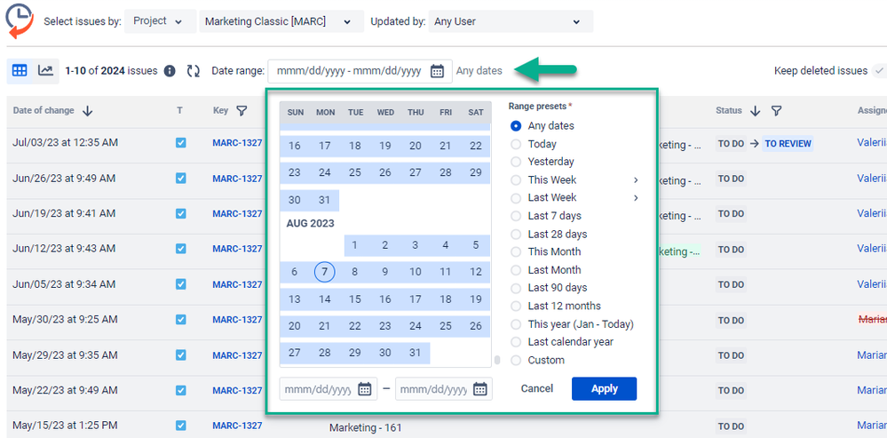 Issue History date picker.png
