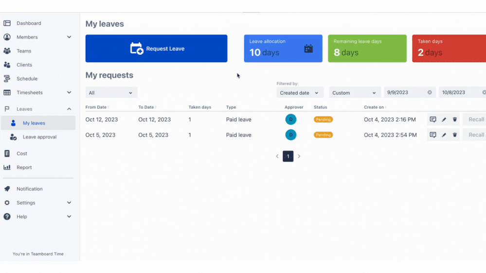 Leave, Vacation Requests and Holiday Management.gif