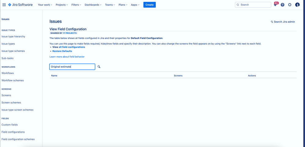 Orignal Estimate not found in field config.png