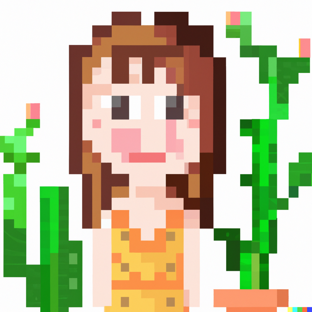 A pixel art avatar of a girl in summer near a cactus.png