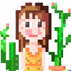 A pixel art avatar of a girl in summer near a cactus.png