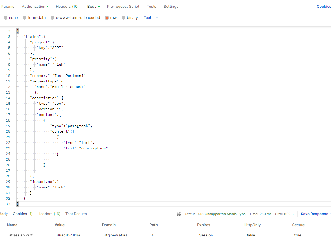Solved I Am Trying To Create An Issue Using Jira Rest Api