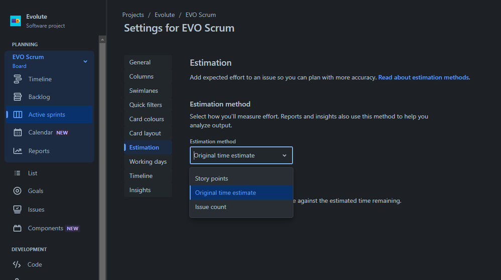Original time estimate in estimation method drop down.png