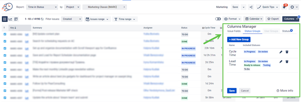 Jira reports for Average time spent in status 5.png