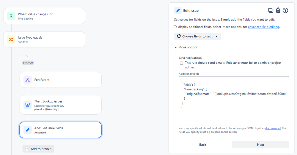 Sum original estimate Jira automation.png