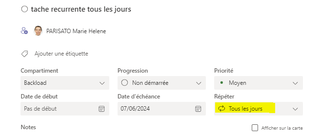 tache recurrente teams.PNG
