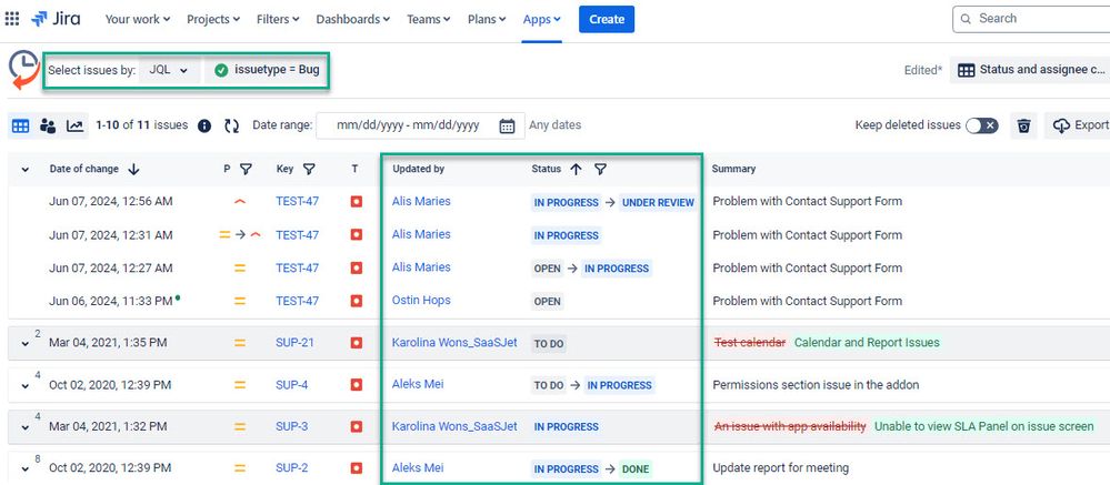 status updates of bugs in jira.jpg