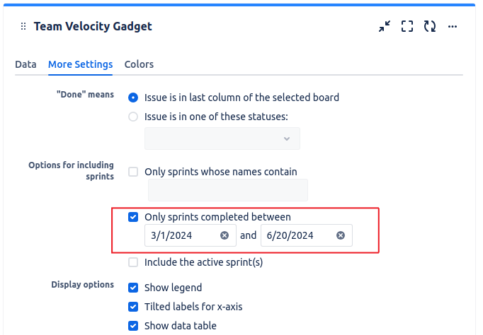 Solved: Timeframe for Jira velocity chart