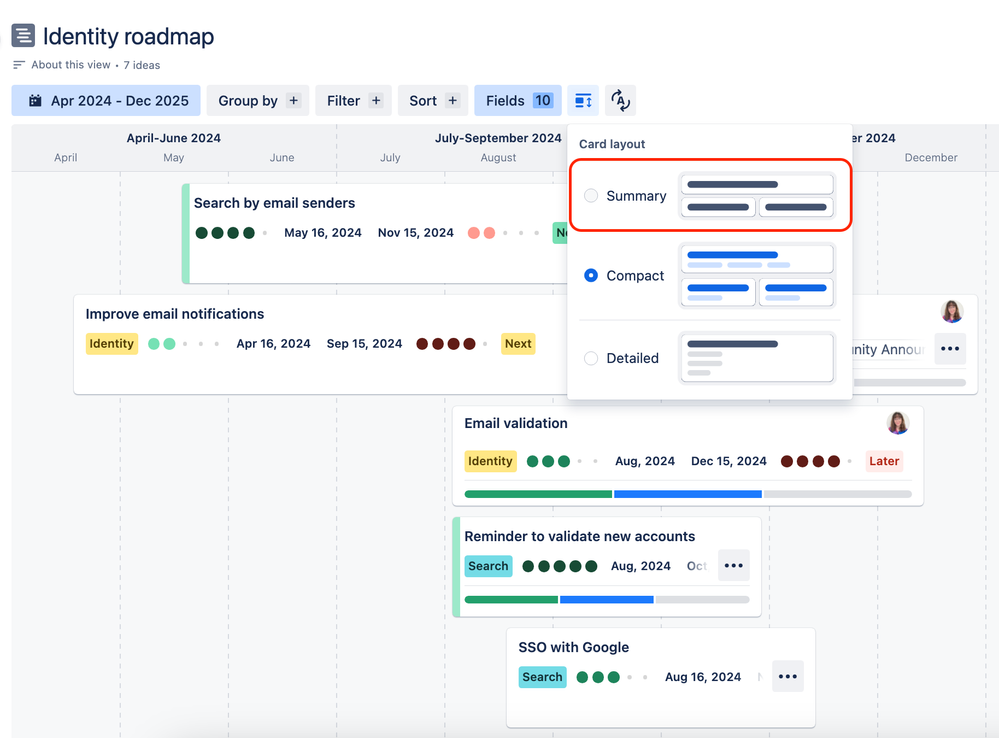 Timeline view - summary layout selection.png