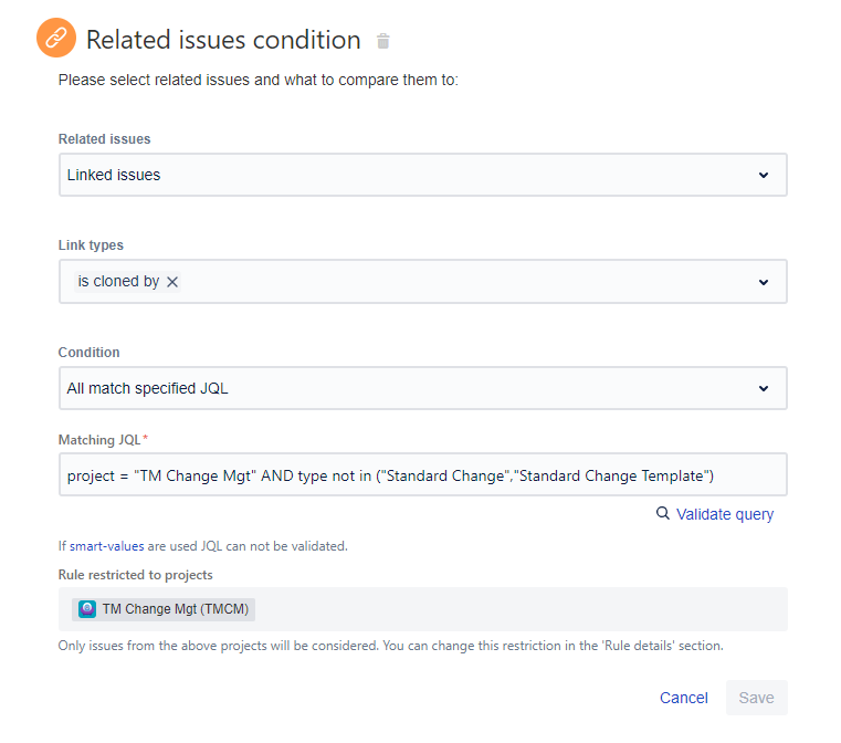 Using the Related Issues Condition