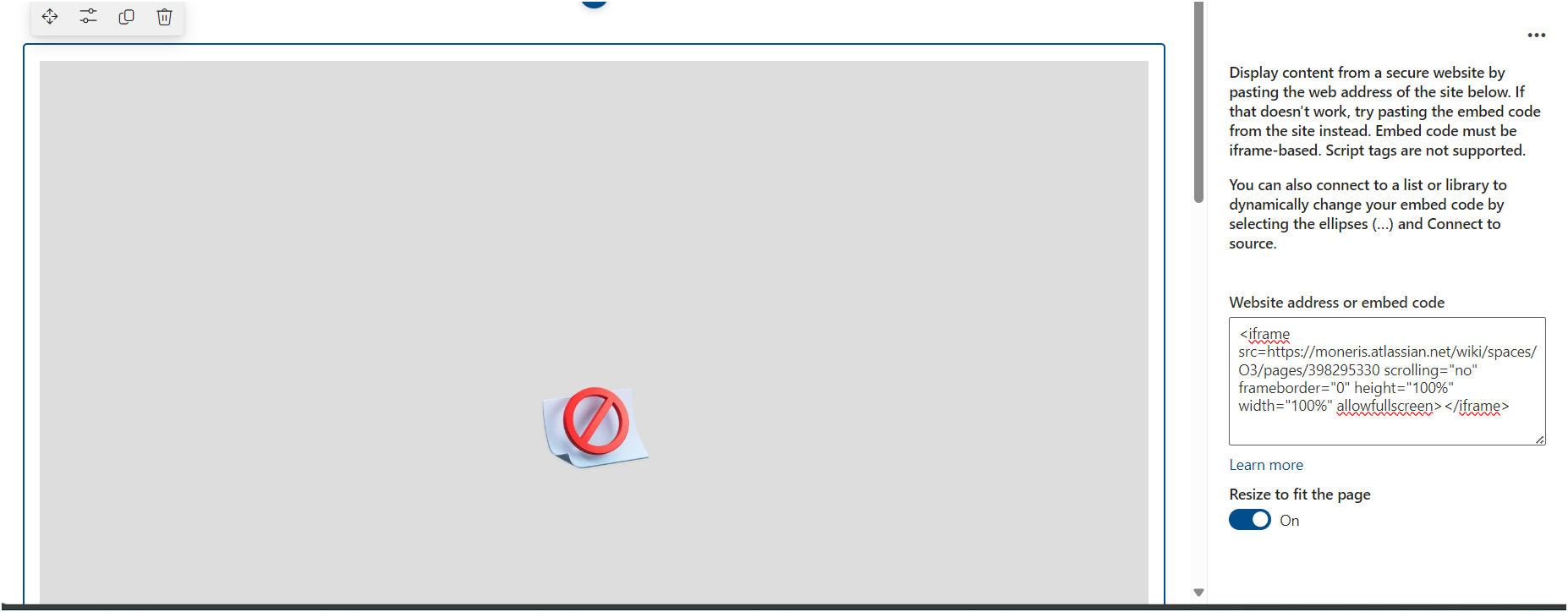 I need to add Confluence page to SharePoint Embed ...