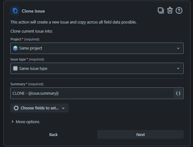 Clone plus options used for automation