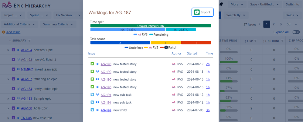 Epic Hierarchy - Worklogs pop up.PNG