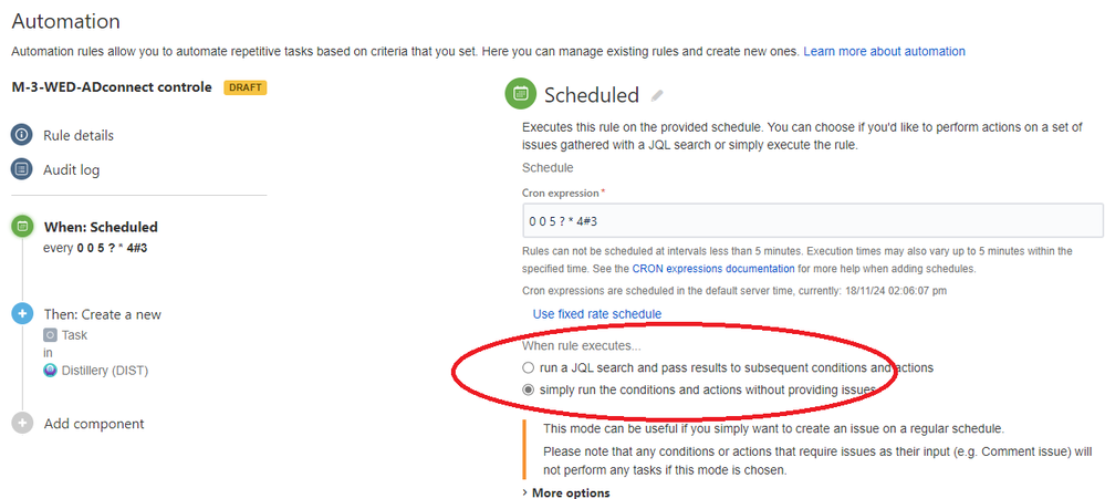 No issues on scheduled rule.png