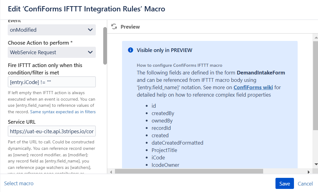 How to configure Webservice in confiform field and...
